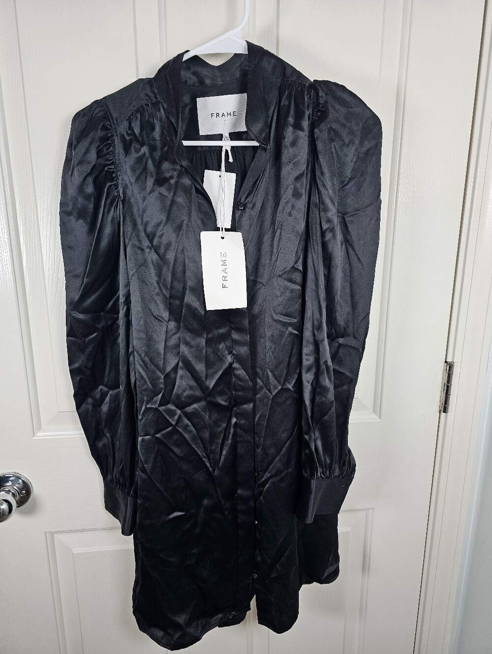 FRAME NWT Gillian 100% Silk Mini Dress Long Sleeve Size XS